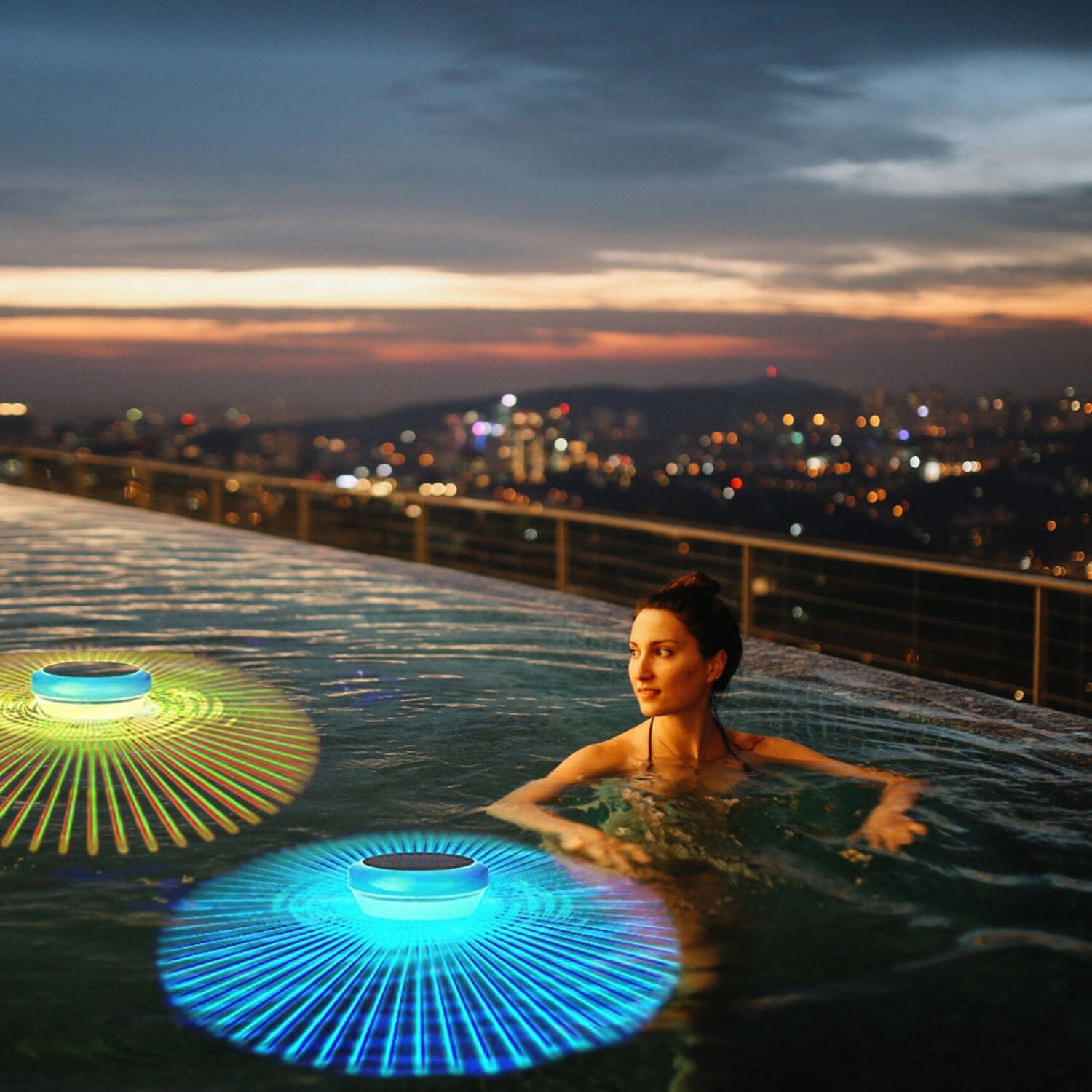 2-Piece: Solar Powered LED Pool Light Gradient Multicolor Changing Extremely For Sale