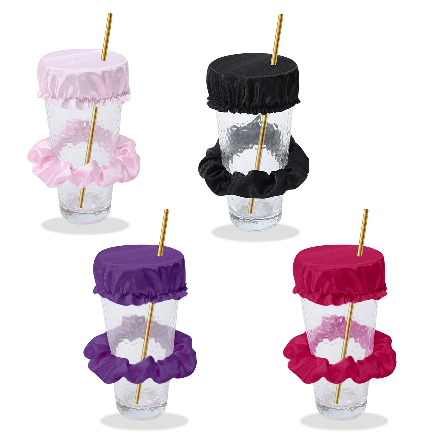 Reusable Anti-Spike Scrunchie Drink Mug Glass Cover Cap Headband with Straw Hole for Covering Drinks Party, Club, Disco Fashion Style Online