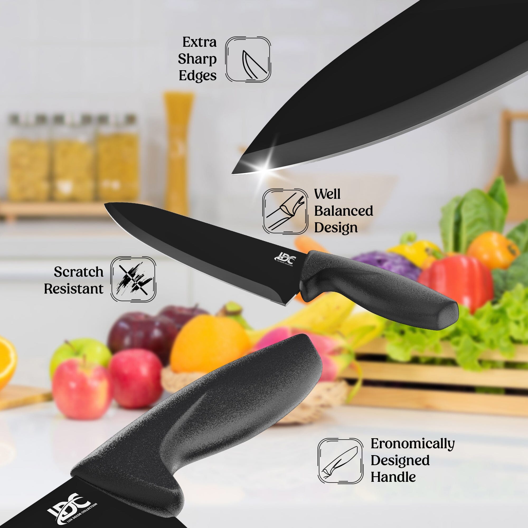 Lux Decor Collection Kitchen Knife Set Ultra Sharp Stainless Steel Knives Set Cheap 100% Original