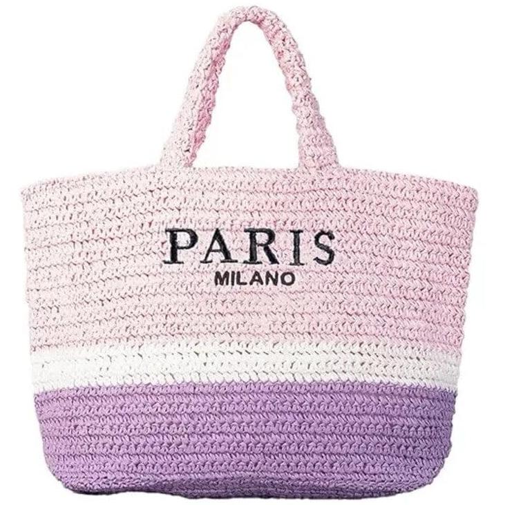 Large Straw Beach Bag – Woven Shoulder Tote Bag – Paris/Milano Looking For