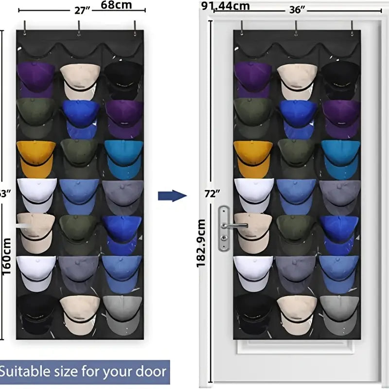 Visible Baseball Hat Rack for Wall Door with 3 Hooks 24 Deep Pockets Real Sale Online