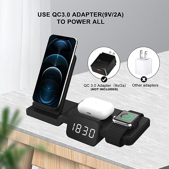 4-in-1 Wireless Charger with LED Digital Clock Cheap Sale Amazon