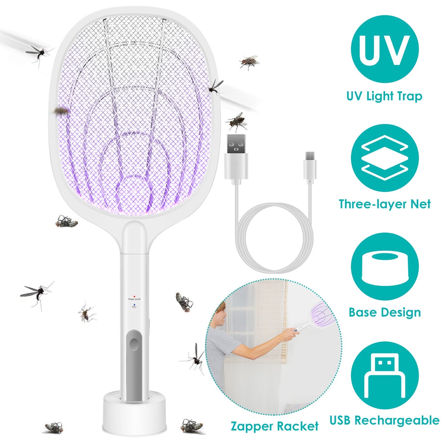 2-in-1 Electric Rechargeable Bug Zapper Insect Killer Looking For Sale Online