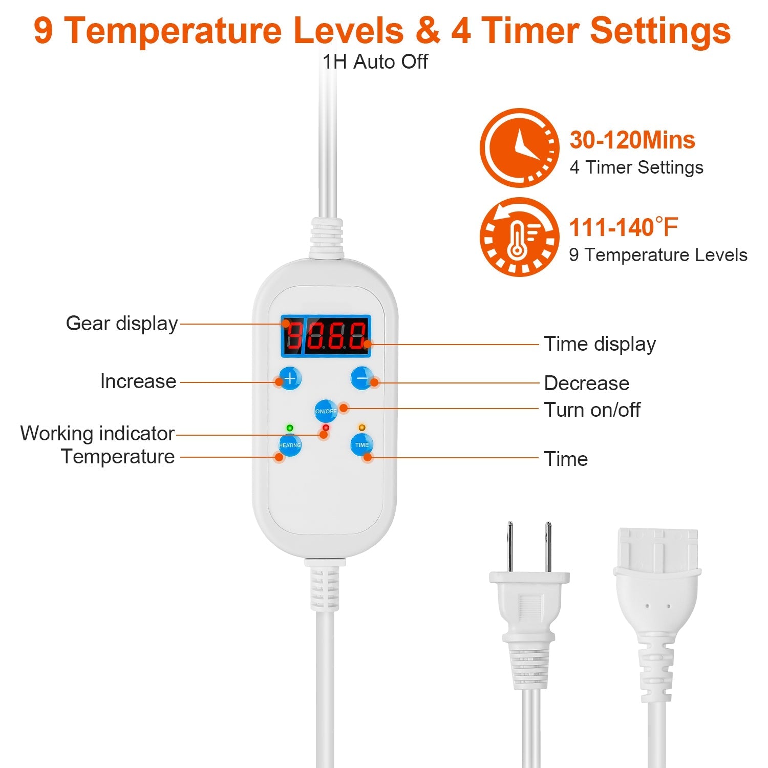 Electric Heating Pad with 9 Temperature Levels Free Shipping Inexpensive