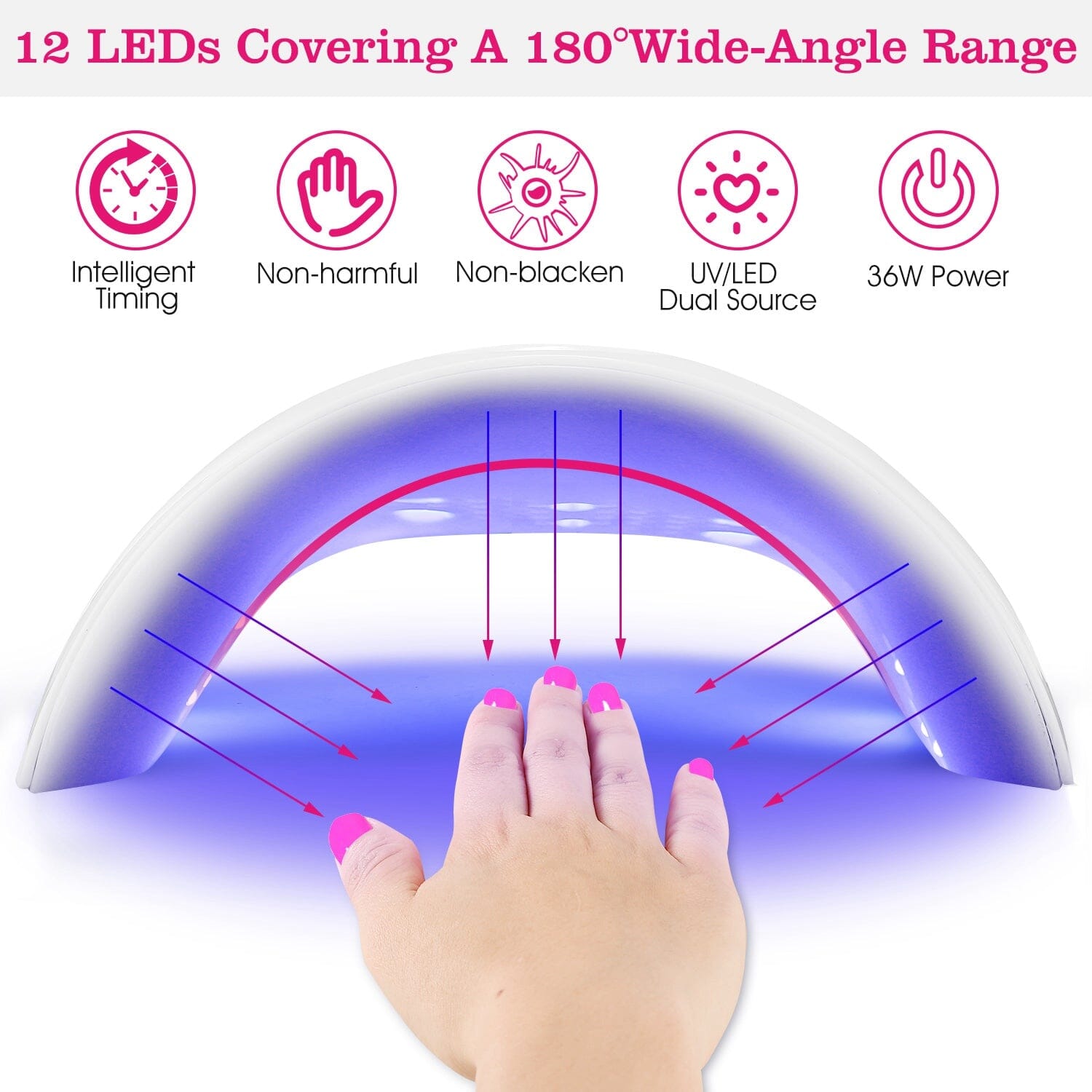 36W UV LED Lamp Nail Gel Dryer 12 LED Sensor Gel Curing Machine Free Shipping With Paypal