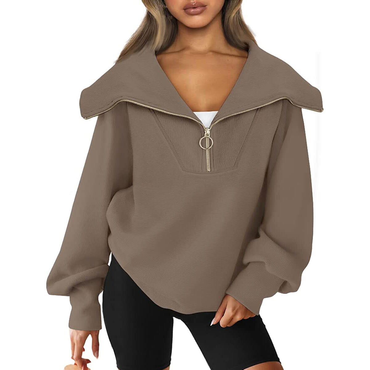 Womens Oversized Half Zip Pullover Sweatshirts Hoodie Cheap Pice Wholesale