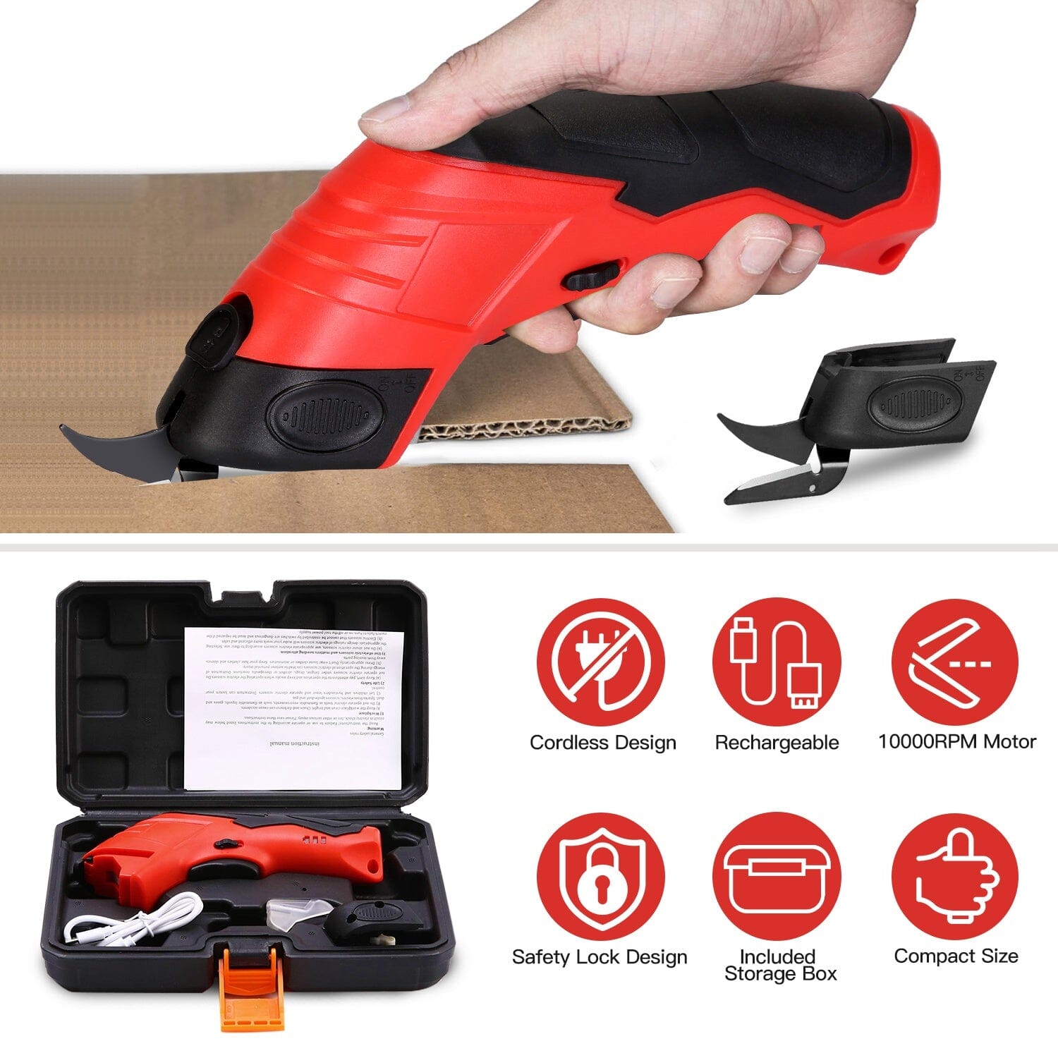 Cordless Electric Scissors Automatic Shears Cutting Tool with Rechargeable Battery 2 Replaceable Blades 10000RPM Fabric Cutter Discount Fashion Style