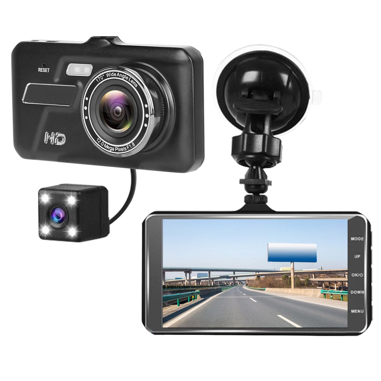 1080P 4-Inch Touch Screen Dual Dash Cam Free Shipping Supply