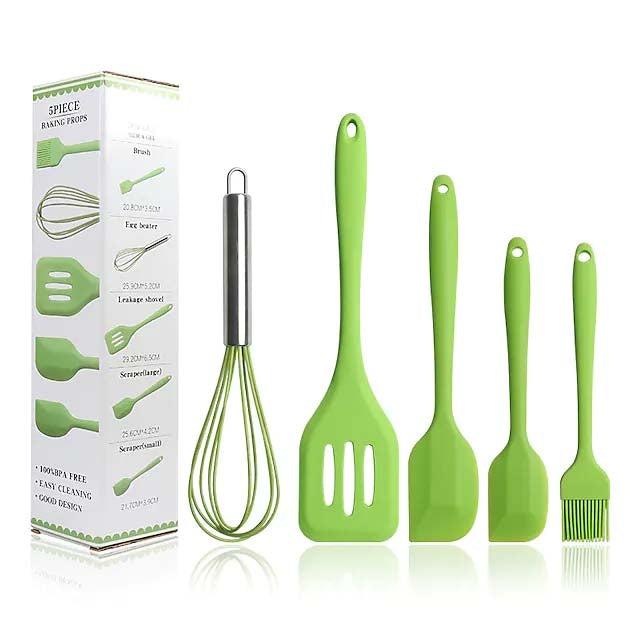 5-Pieces: Silicone Cooking Utensils Sets Clearance Free Shipping