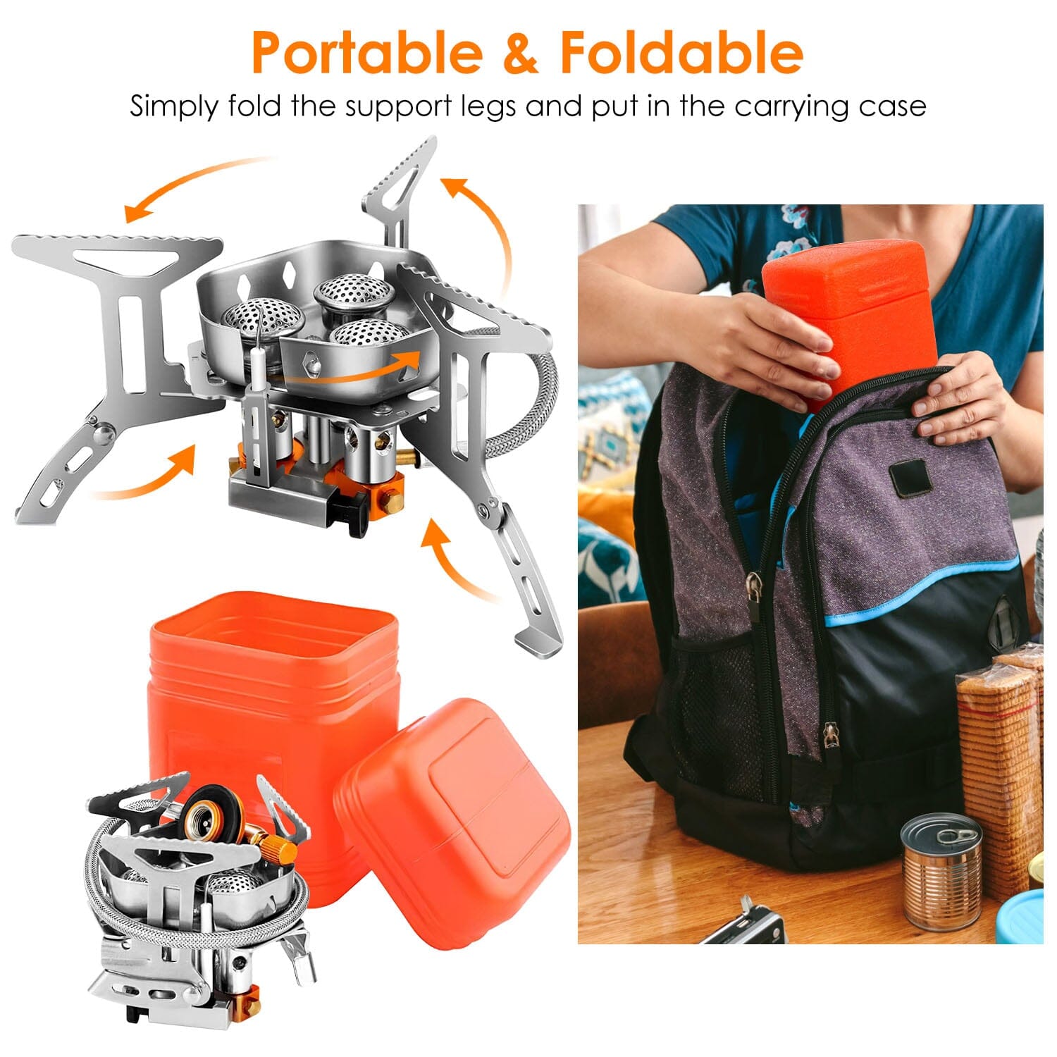 4000W Portable Camping Stove Foldable Powerful Gas Stove Backpacking Burner Safe Shopping Cheap Online