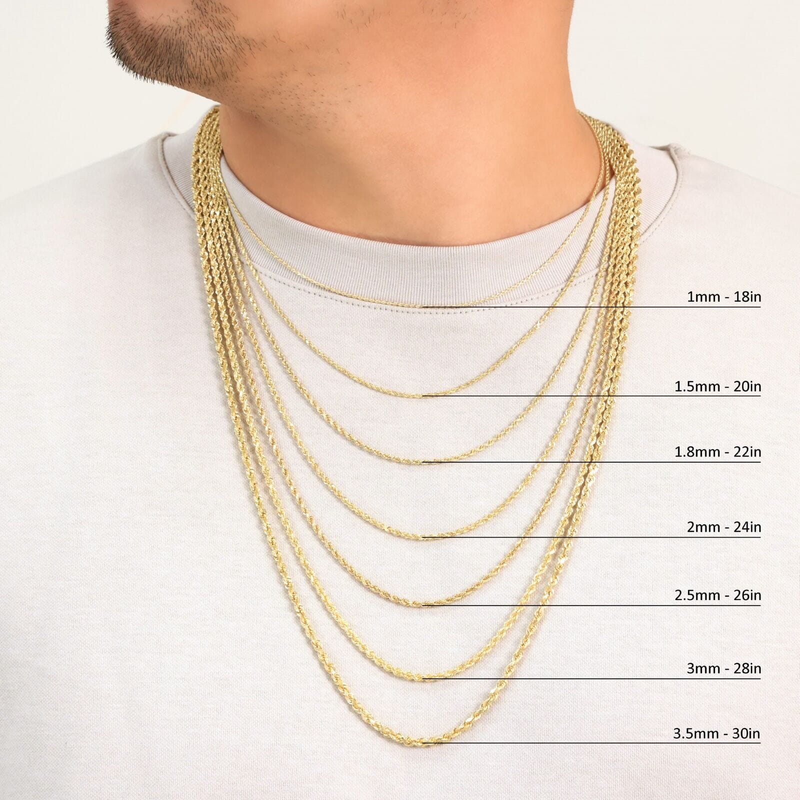 Rope Chain in Yellow Gold - 5mm Cheap Sale Pictures