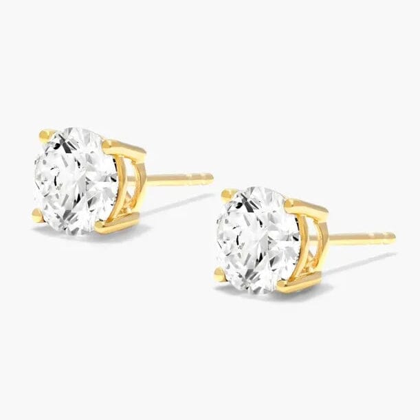 1/2 Ct TW Real Natural Round-Cut Diamond Solitaire 14K Gold Stud Earrings Cheap With Credit Card