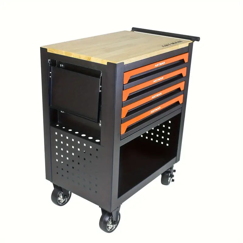 4 Drawers Multifunctional Tool Cart With Wheels And Wooden Top Cheap Real Eastbay