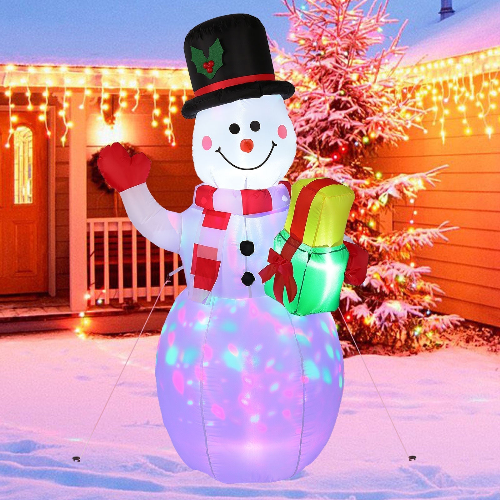 5FT Snowman Inflatable Outdoor Decoration Rotating LED Lights Finishline