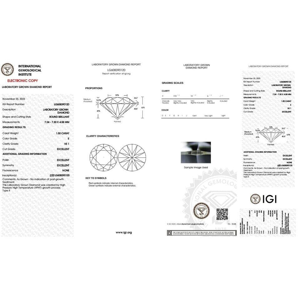 Diamond Engagement Pendant VS1 E Round 1.50 Ct Lab Created IGI Certified Special Discount Best Seller