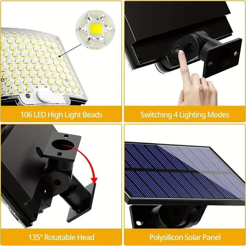 106LED Super Bright Motion Sensor Solar Power LED Garden Wall Light Official Site