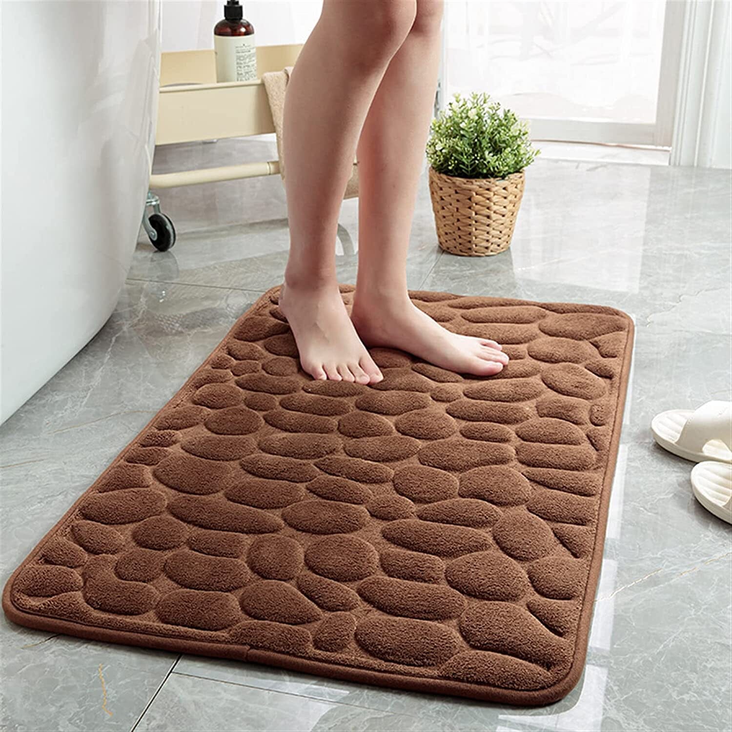 Soft Memory Foam Non Slip Cobblestone Embossing Bath Mat Clearance Best