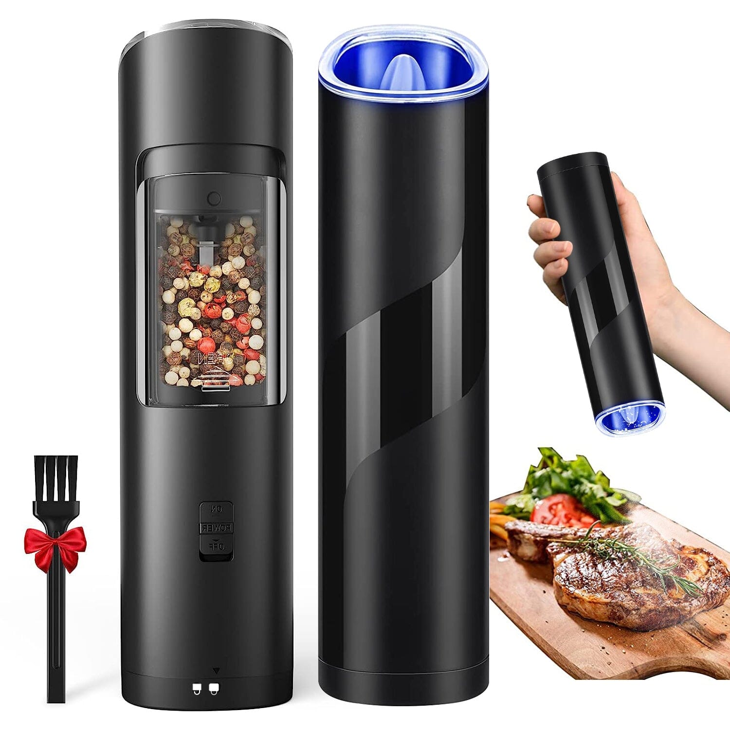 Electric Salt and Pepper Grinder LED Indicator Adjustable Coarseness Free Shipping Buy