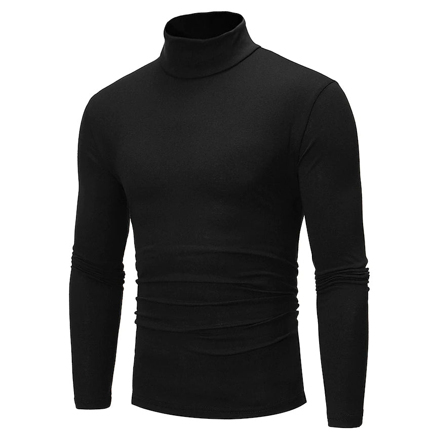 Men's Pure Color T-Shirt Thermal Mock Turtleneck Long Sleeve Tops Best Pices Online