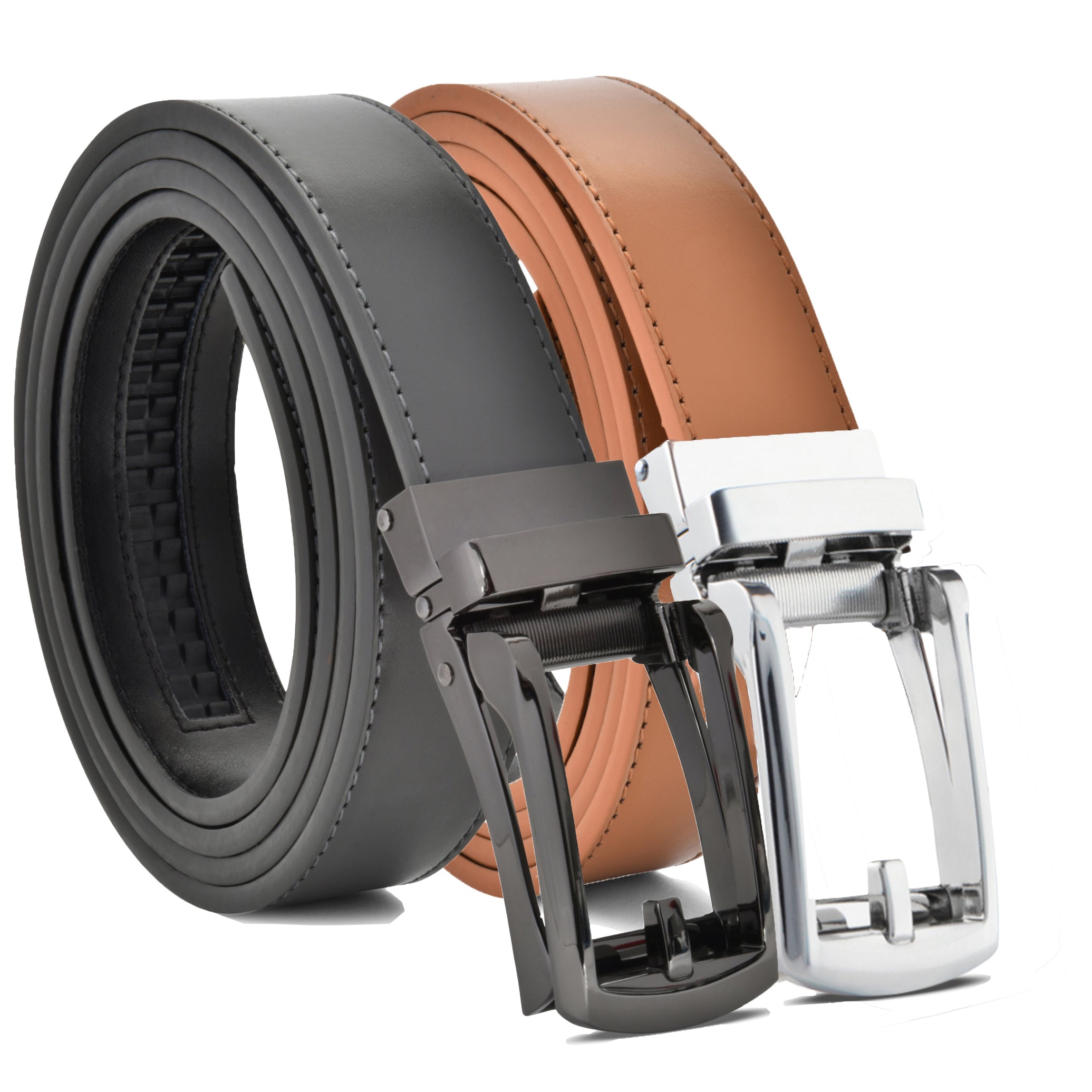 2-Pack: Carlo Fellini Men's Ratchet Belt Genuine Leather Belt Sale Cheapest Pice