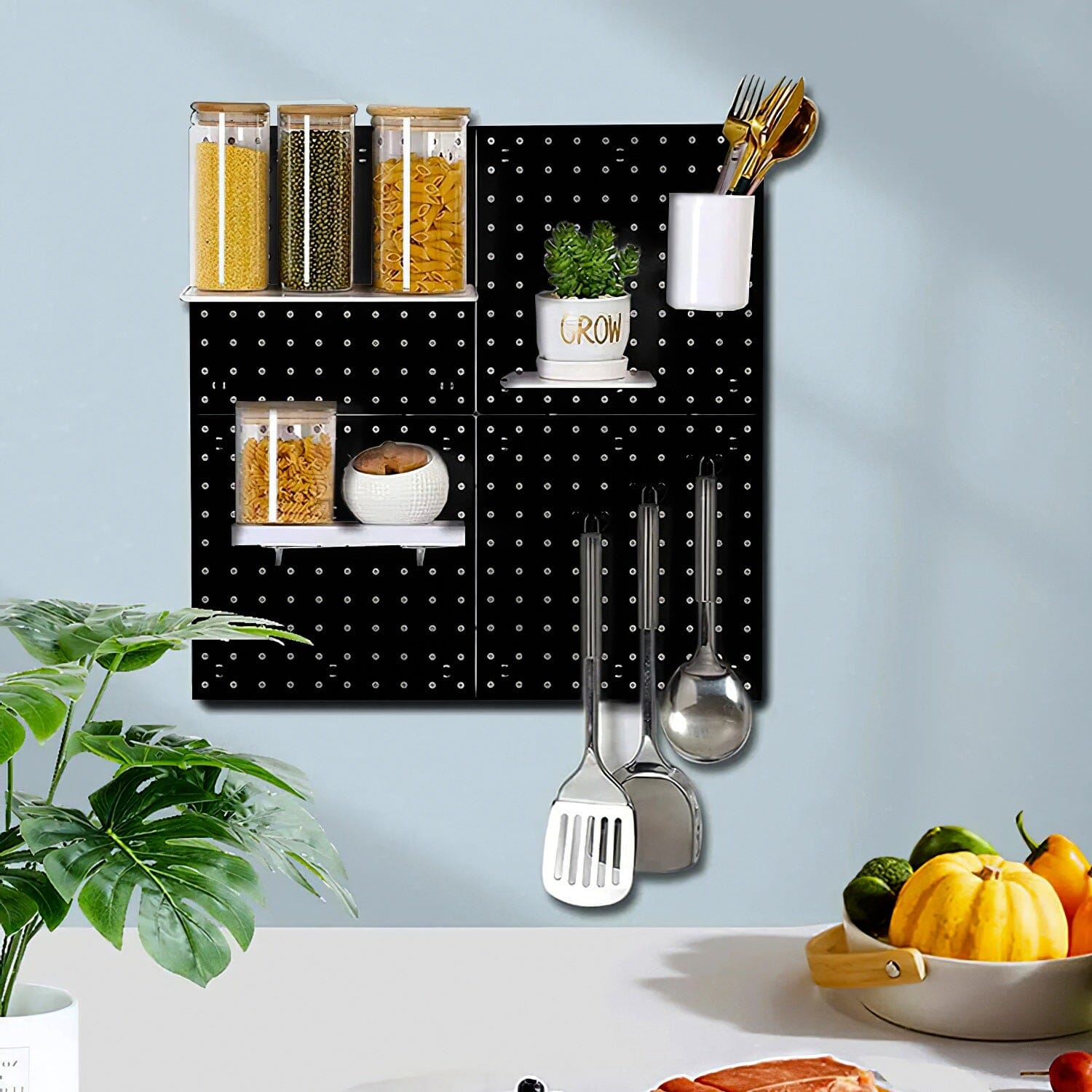 4-Pack: Metal Black Pegboard Wall Organizer with 1 Spacing 1/4 Hole Discount Eastbay