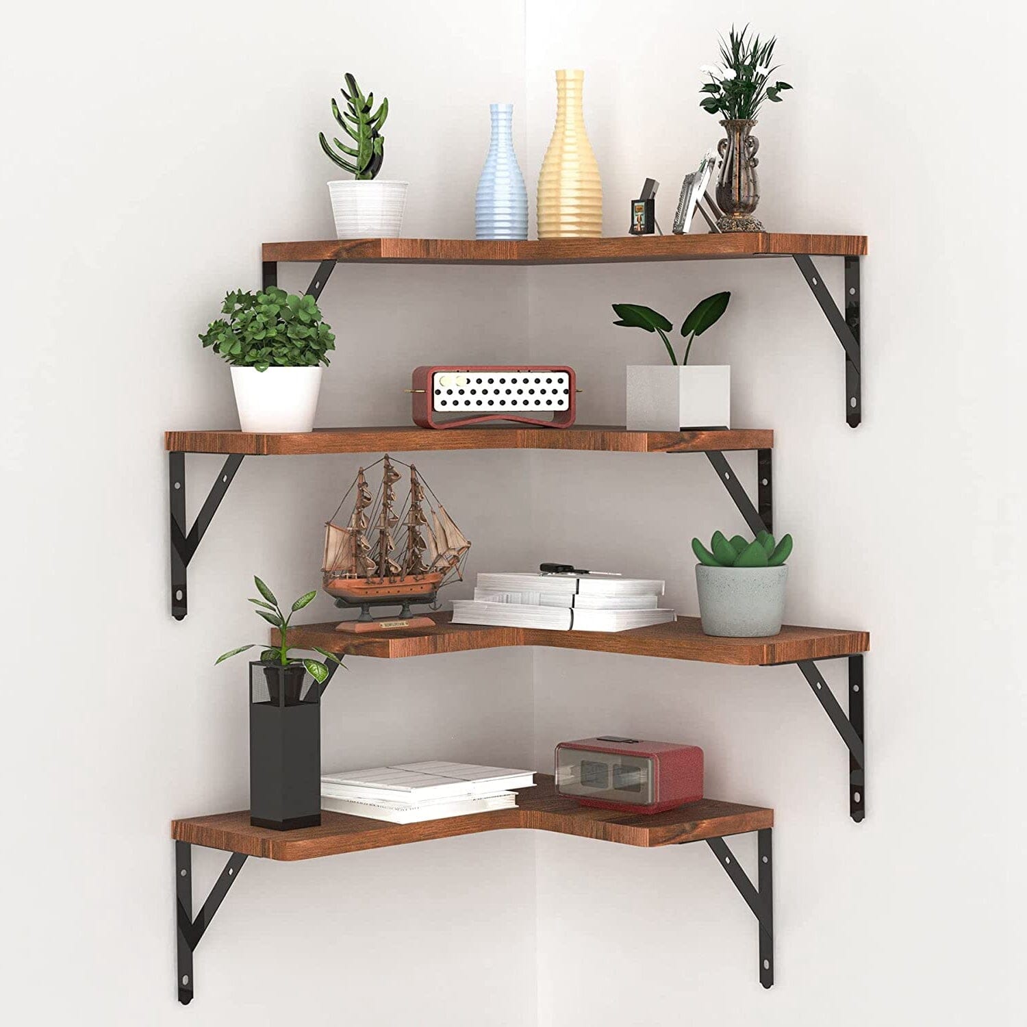 4-Pack: Corner Floating Shelf Wall Mount Display Storage 2025 Cheap Pice