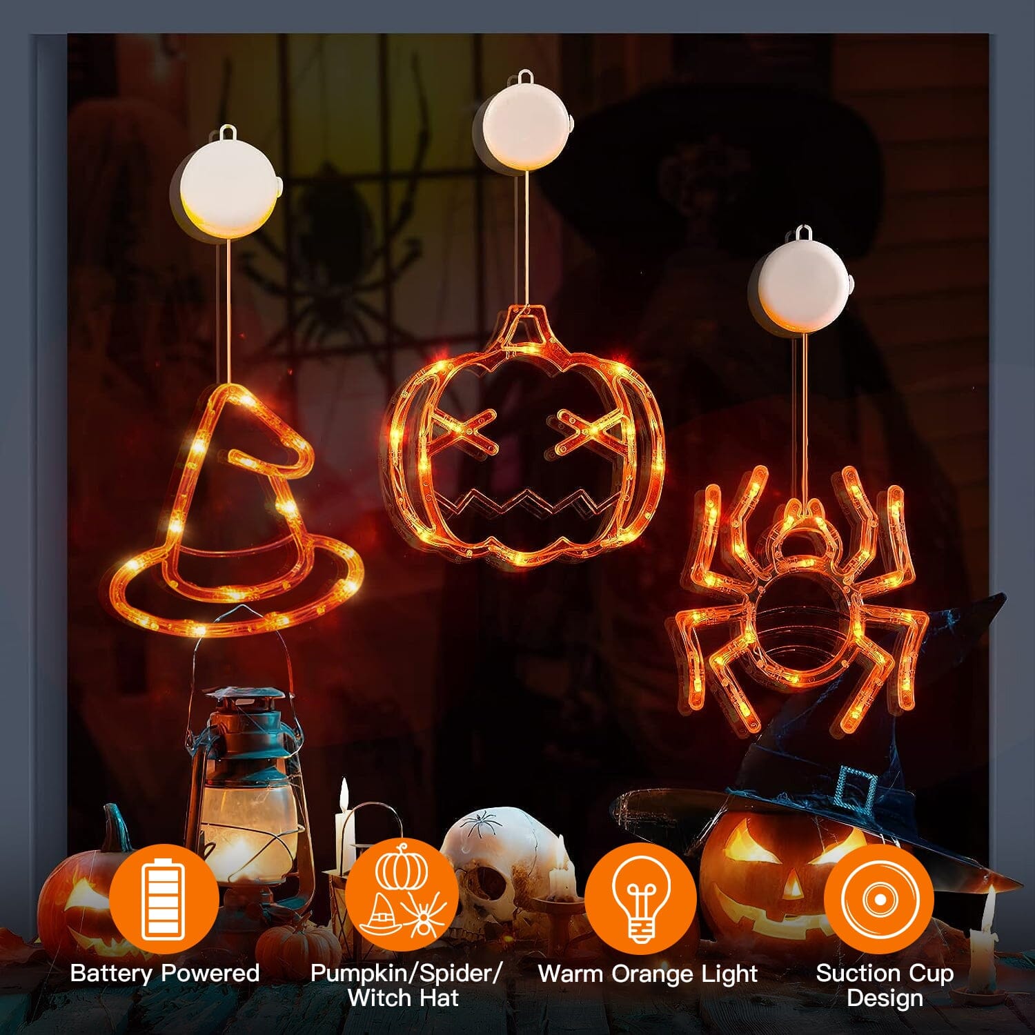 3-Pack: Halloween Window Light with Suction Cup Hanging Holes Clearance Manchester Great Sale