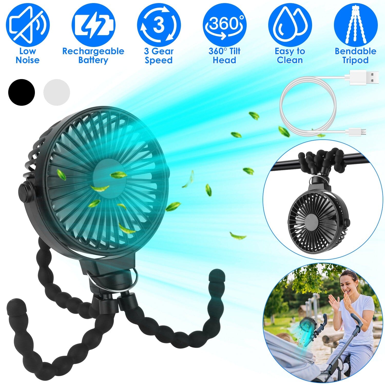 Rechargeable Handheld Fan with Flexible Tripod Buy Cheap Newest