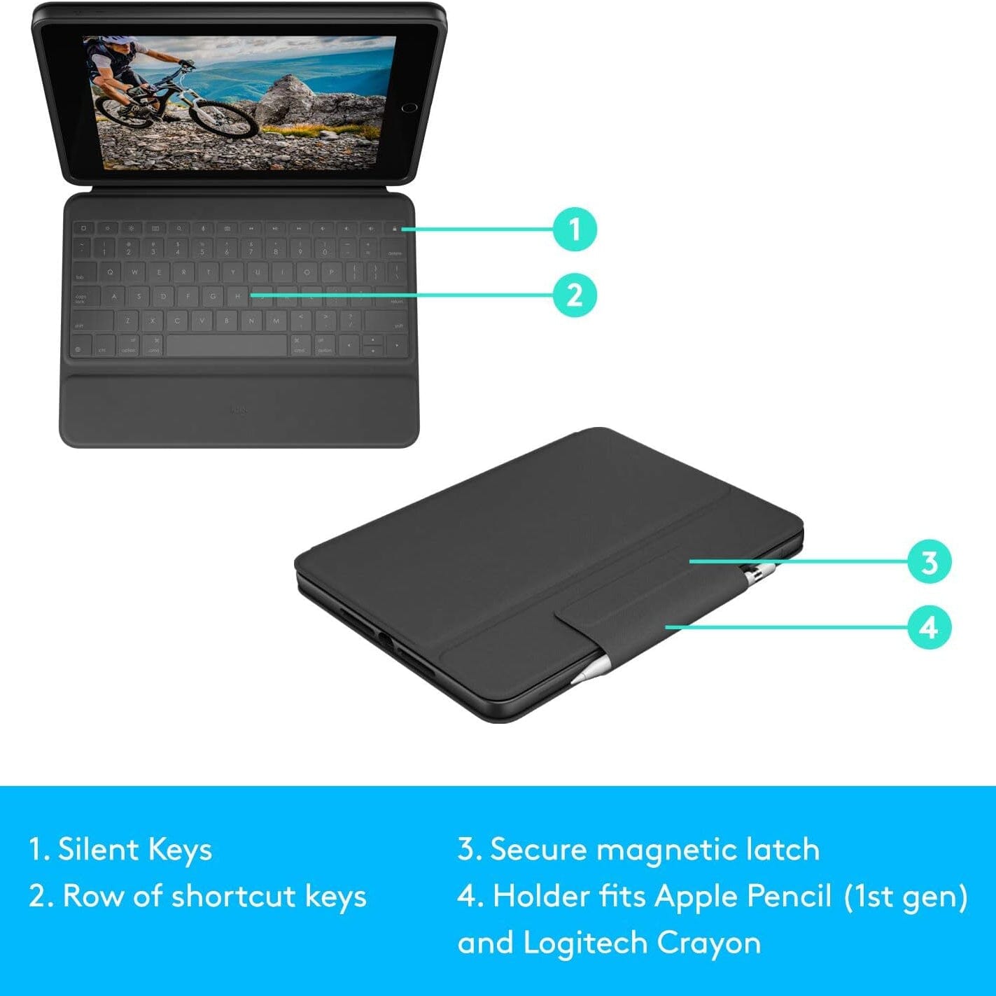 Logitech Rugged Folio - iPad (7th, 8th & 9th Generation) Protective Keyboard Case Cheap Sale Excellent