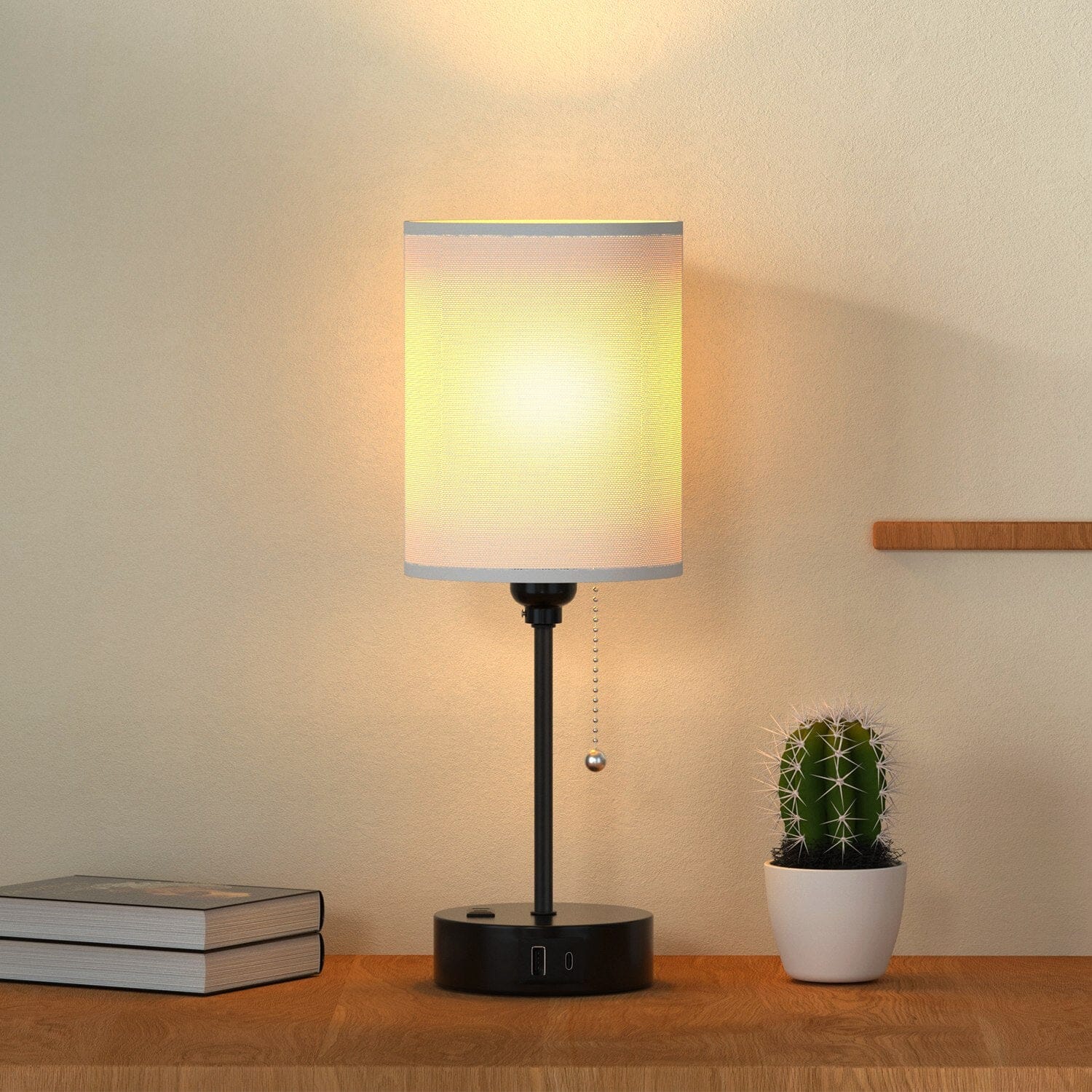 2-Pieces: Bedside Lamps 3 Color Modes USB C+A AC Output Ports Pull Chain Cheap Sale Manchester Great Sale