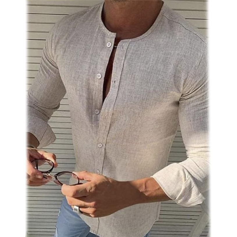 Men's Casual Solid Long Sleeve Shirt Clearance 2025 New