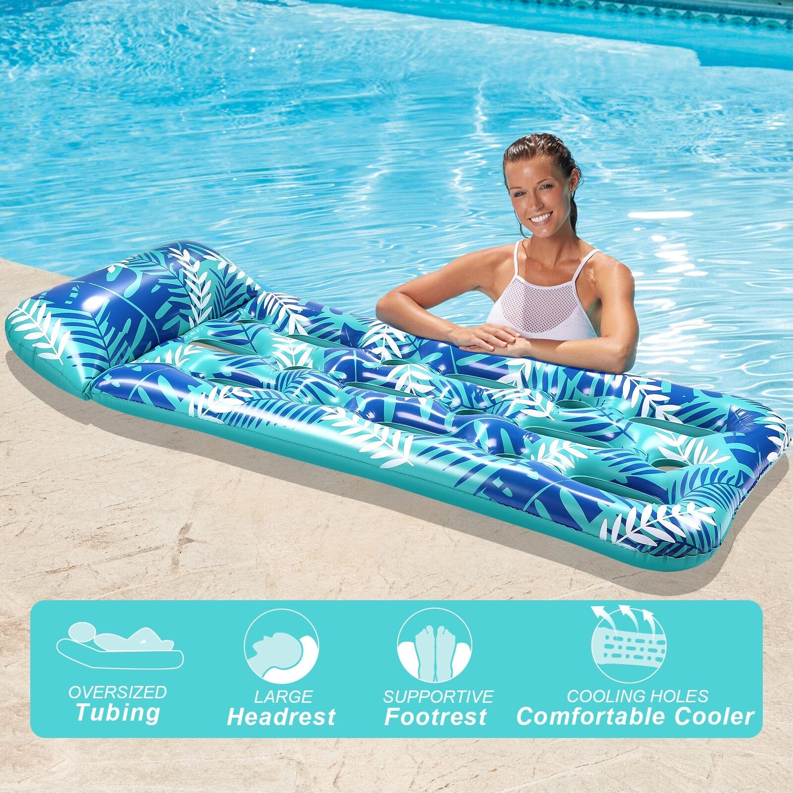 70 x 30 Inflatable Lounge Pool with Headrest Free Shipping Cheap Pice