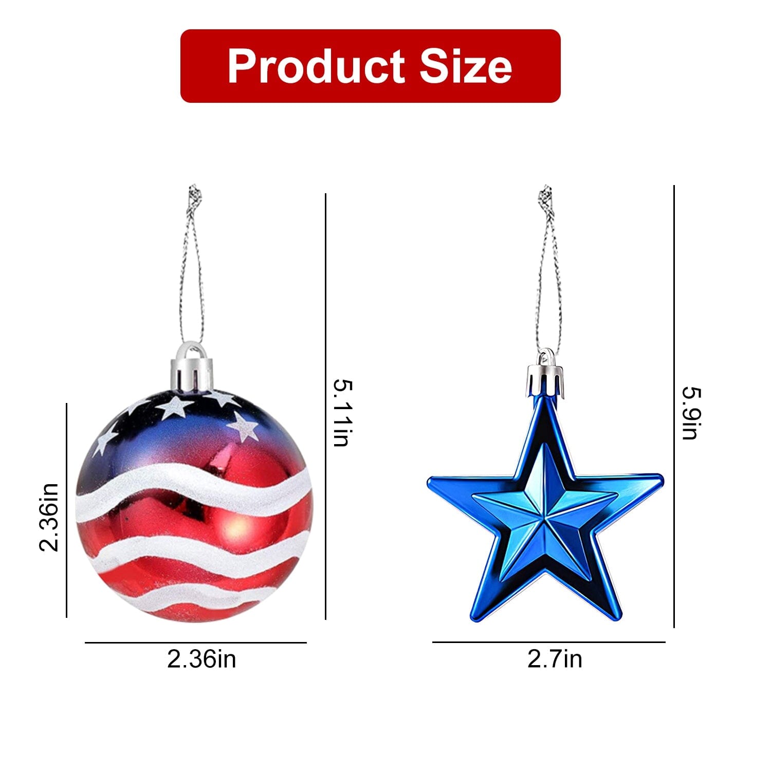 24-Pieces Set: Hanging Ornaments Ball Star Patriotic Outlet Cheap Online