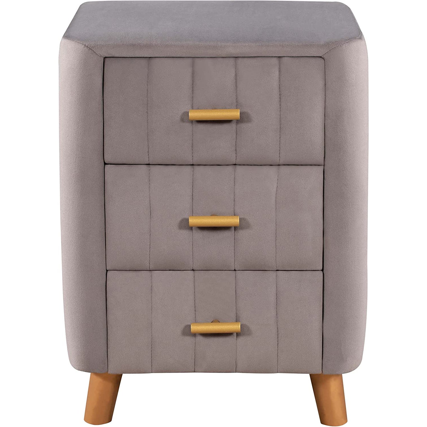 Modern Bedside Velvet Upholstered 3-Drawer Nightstand with Metal Handles Best Sale Online