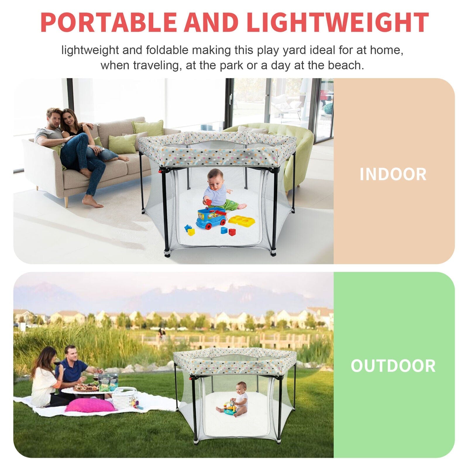 Portable Folding Playard for Babies, Toddler Indoor & Outdoor Play Clearance Store Sale Online