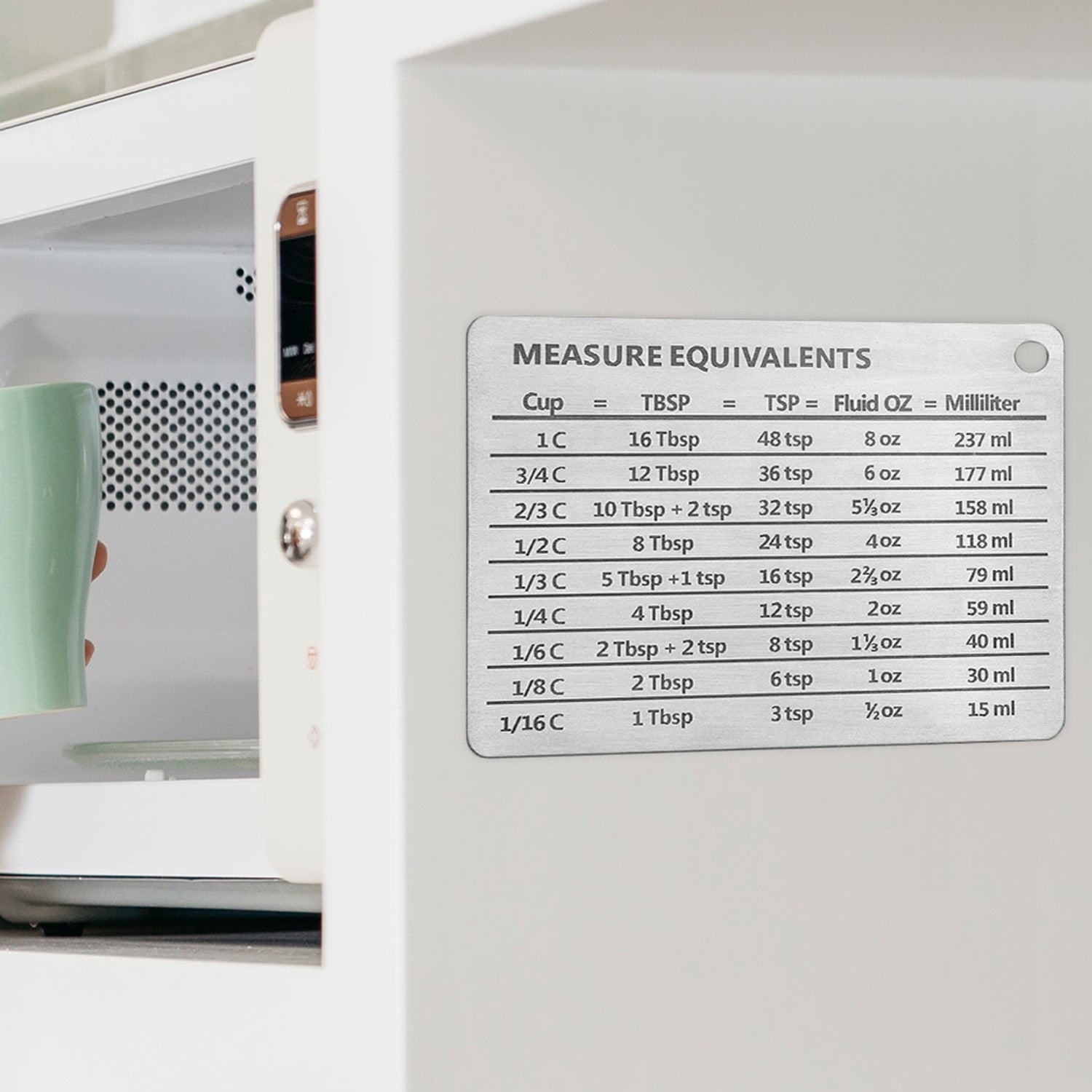 Stainless Steel Measurement Conversion Chart With Strong Magnet For Cups, Tablespoons, Teaspoons, Fluid Oz And Milliliters Conversions Cheap Pice Wholesale