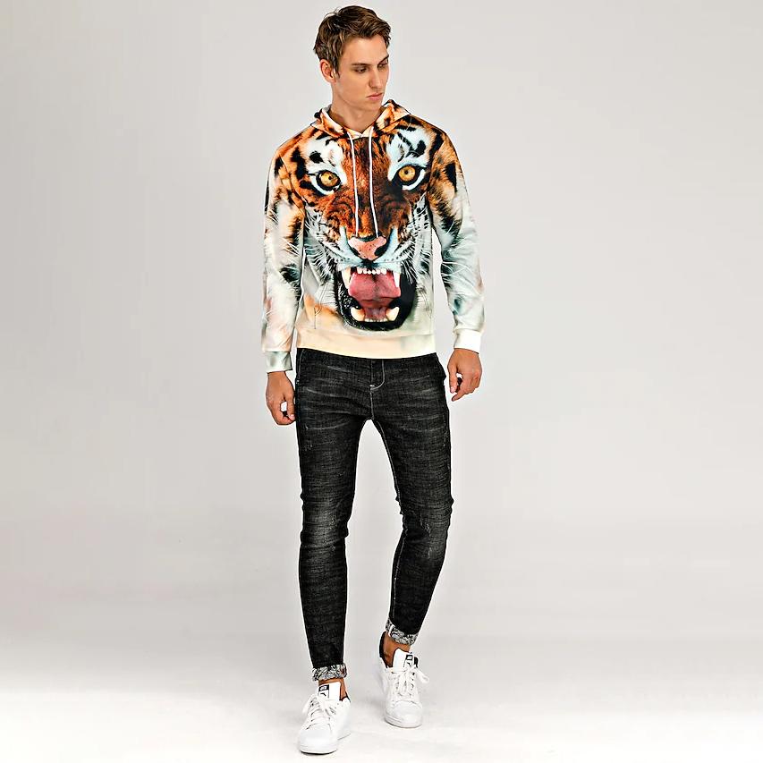 Men's Animal Patterned 3D Tiger Hoodie Really Cheap Shoes Online