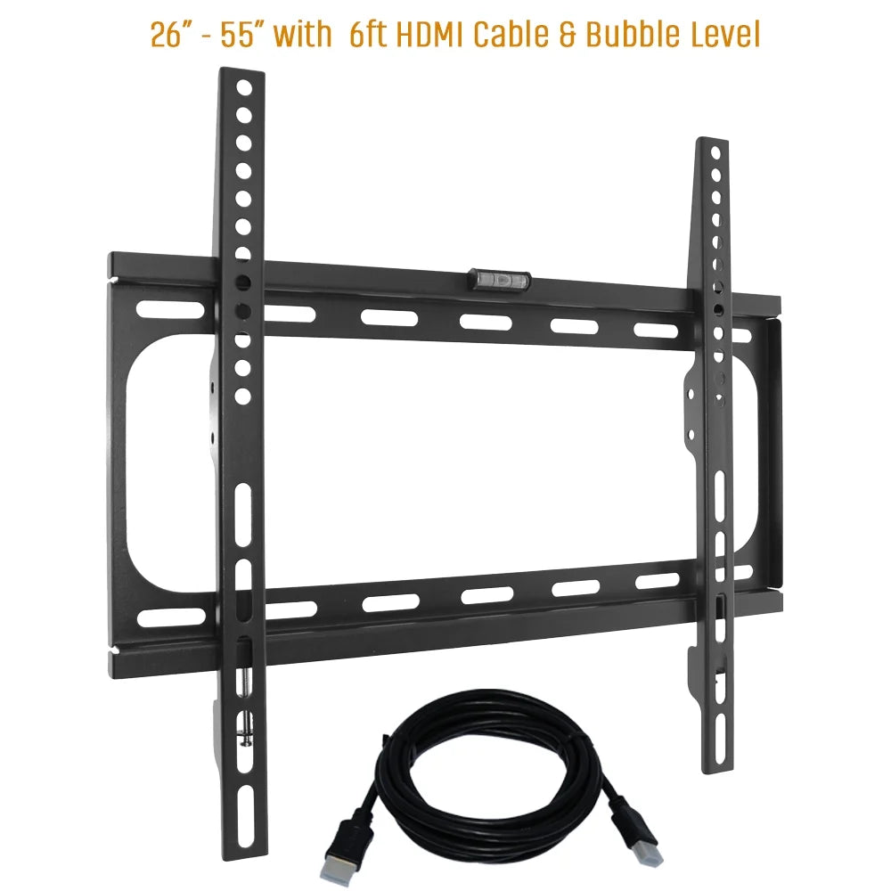 KORAMZI Fixed TV Wall Mounts Bracket Fits 26-55 TV's & 6 ft. HDMI Cable Free Shipping Pices