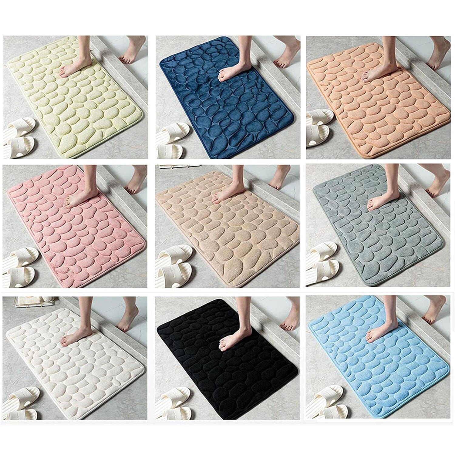 Soft Memory Foam Non Slip Cobblestone Embossing Bath Mat Clearance Best