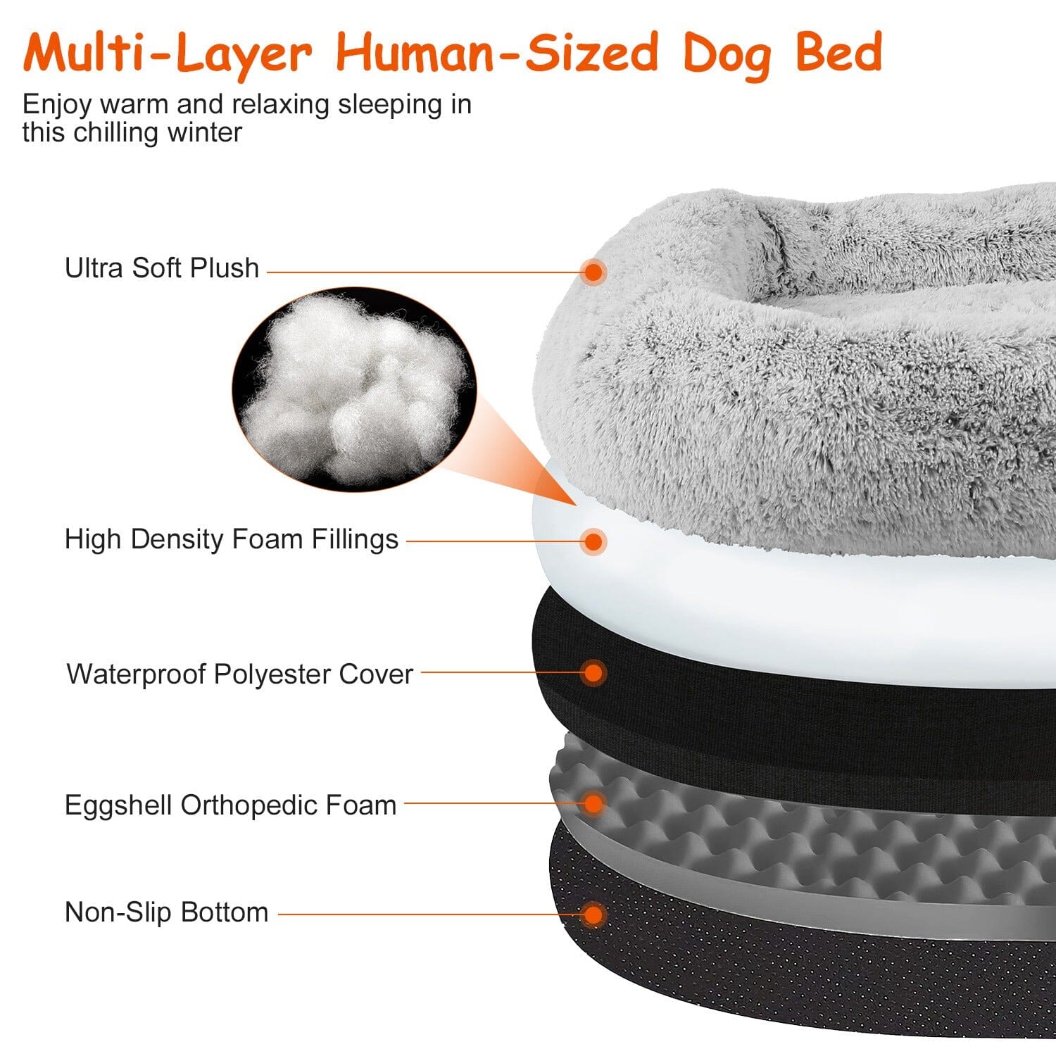 Napping Human-Sized Dog Bed Machine Washable Zipped Removable Cover Cheap Sale Many Kinds Of