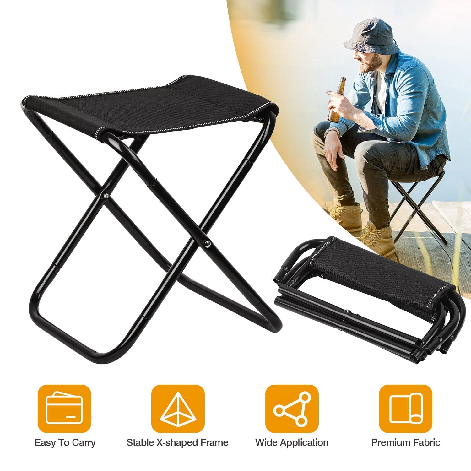 Foldable Camping Stool Portable Travel Chair Real Online