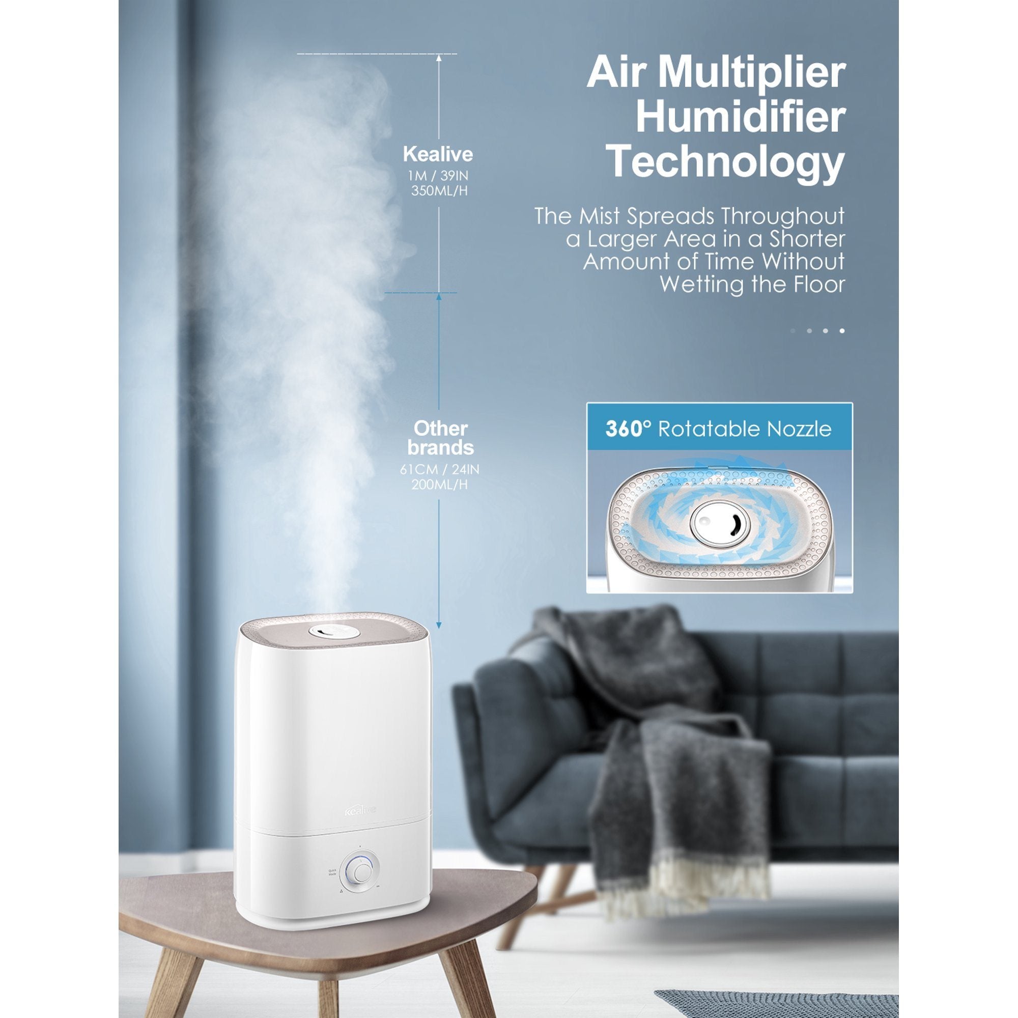 Kealive Cool Mist Humidifier Free Shipping 2025 Unisex