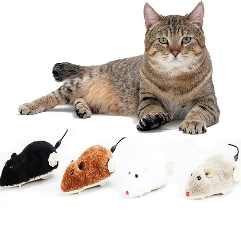 2-Pack: Wind Up Interactive Plush Mouse Toy For Cheap