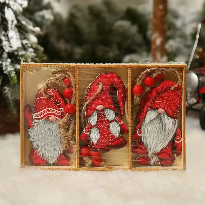 9-Pieces: Festive Christmas Wooden Hanging Box Original For Sale