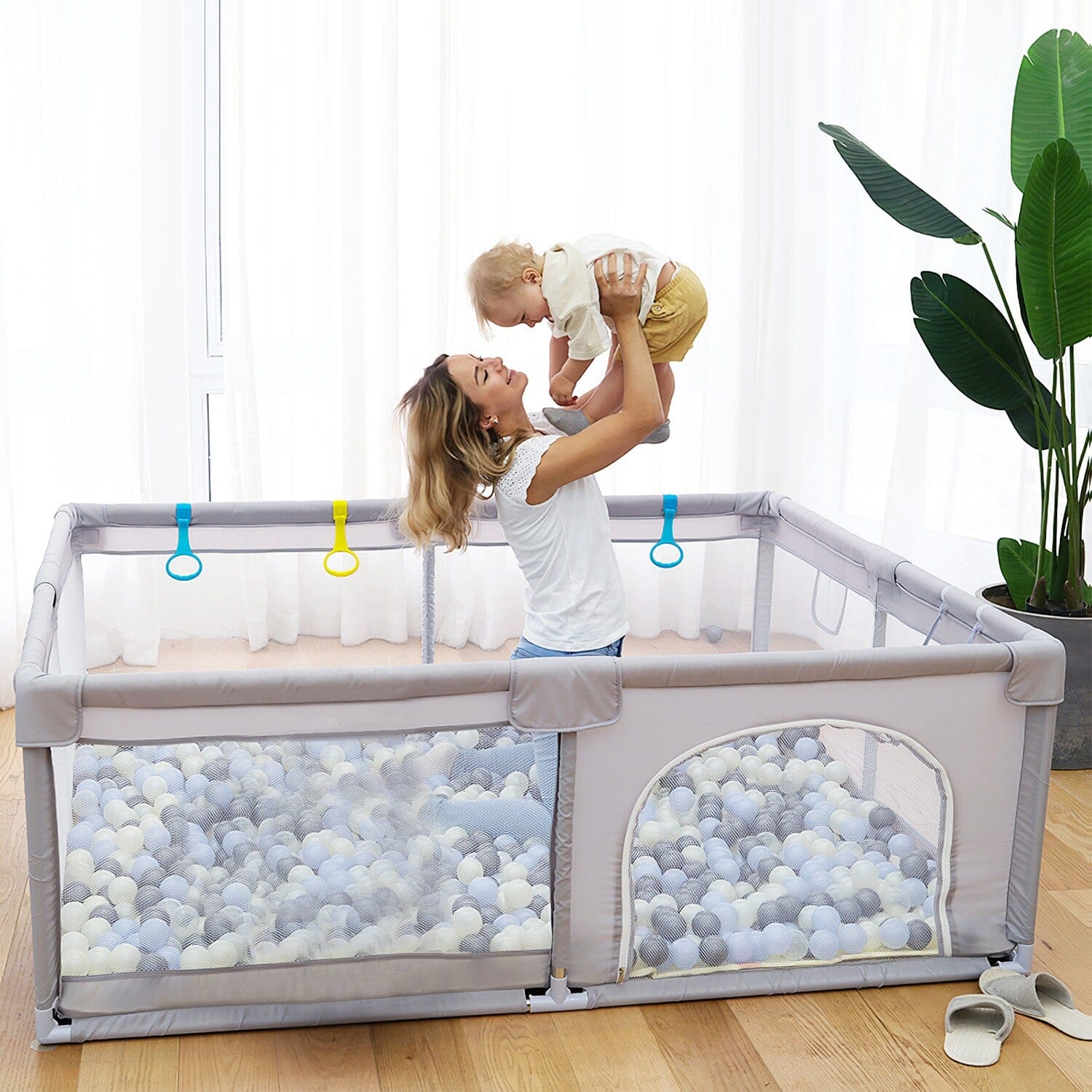 Baby Playpen with Anti-Suction Base Zipper Door Buy Cheap Pay With Paypal