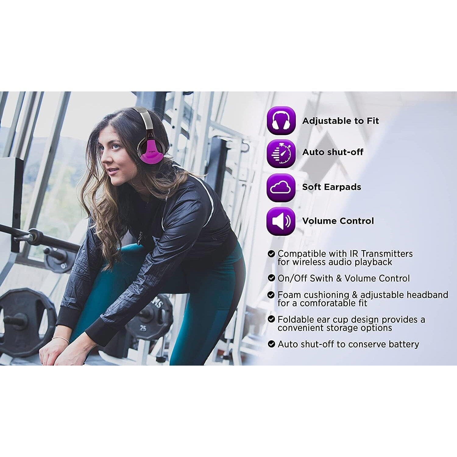 XO Vision IR630PR Universal IR Wireless Foldable Headphones - Bluetooth-Enabled Lightweight (Purple) Huge Surprise