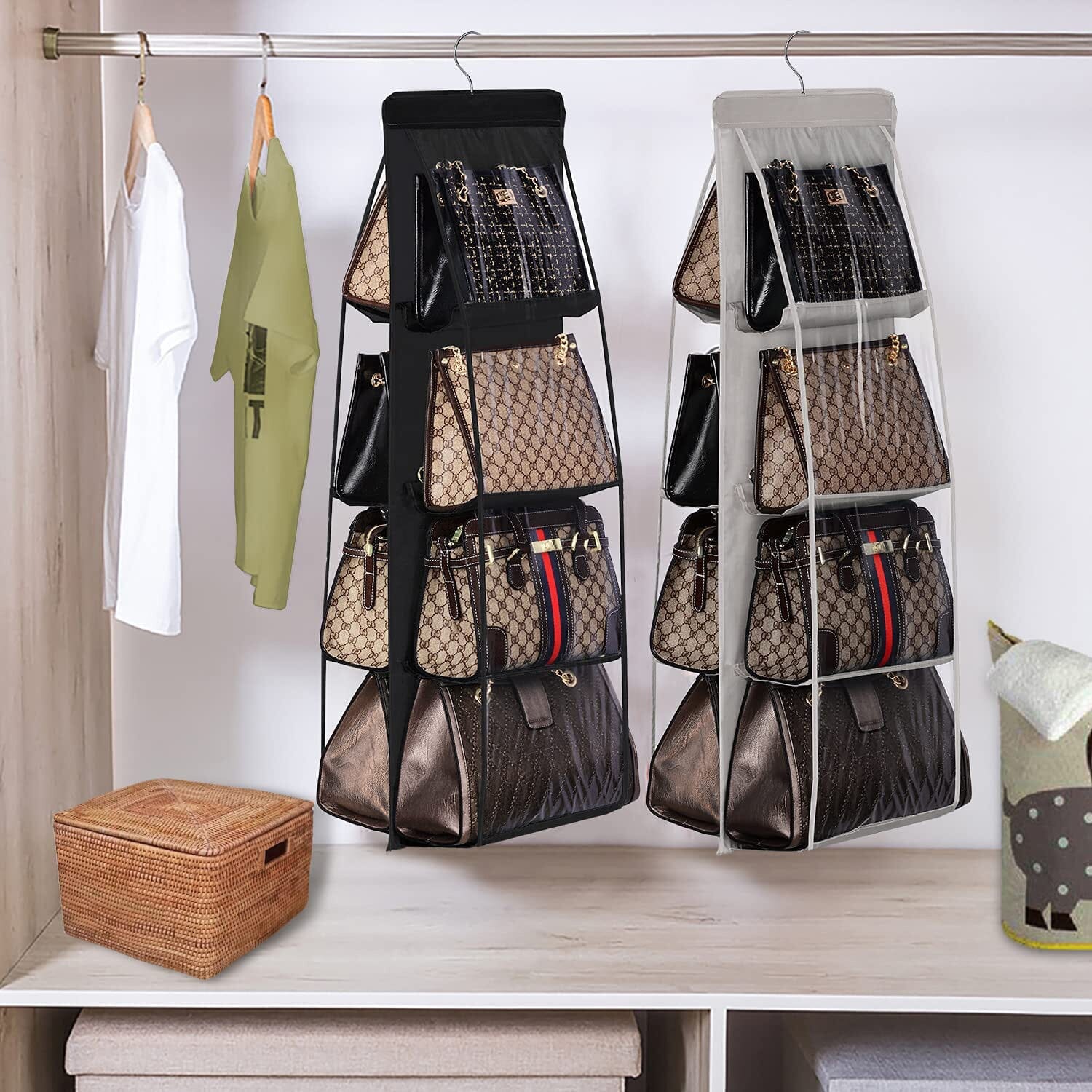 8 Pocket Hanging Purse Organizer Handbag Storage Hanger Discount Largest Supplier