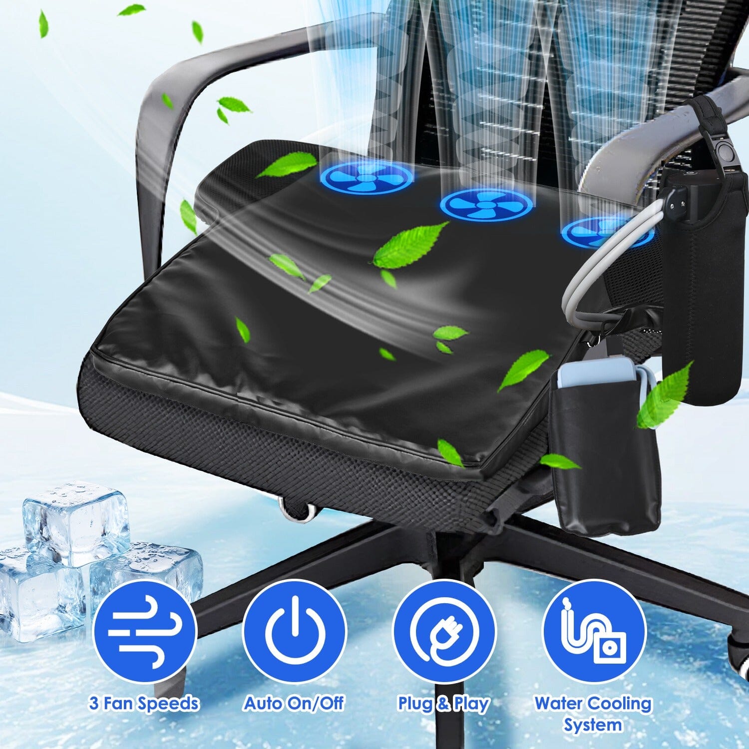 Summer Water Cooling System Seat Cushion with Fans 3 Speeds Quality Original