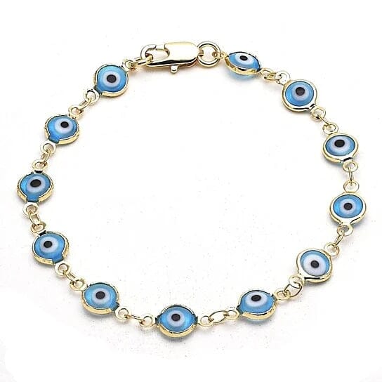 8 Gold Filled Evil Eye Light Blue Bracelet Good Selling Sale Online