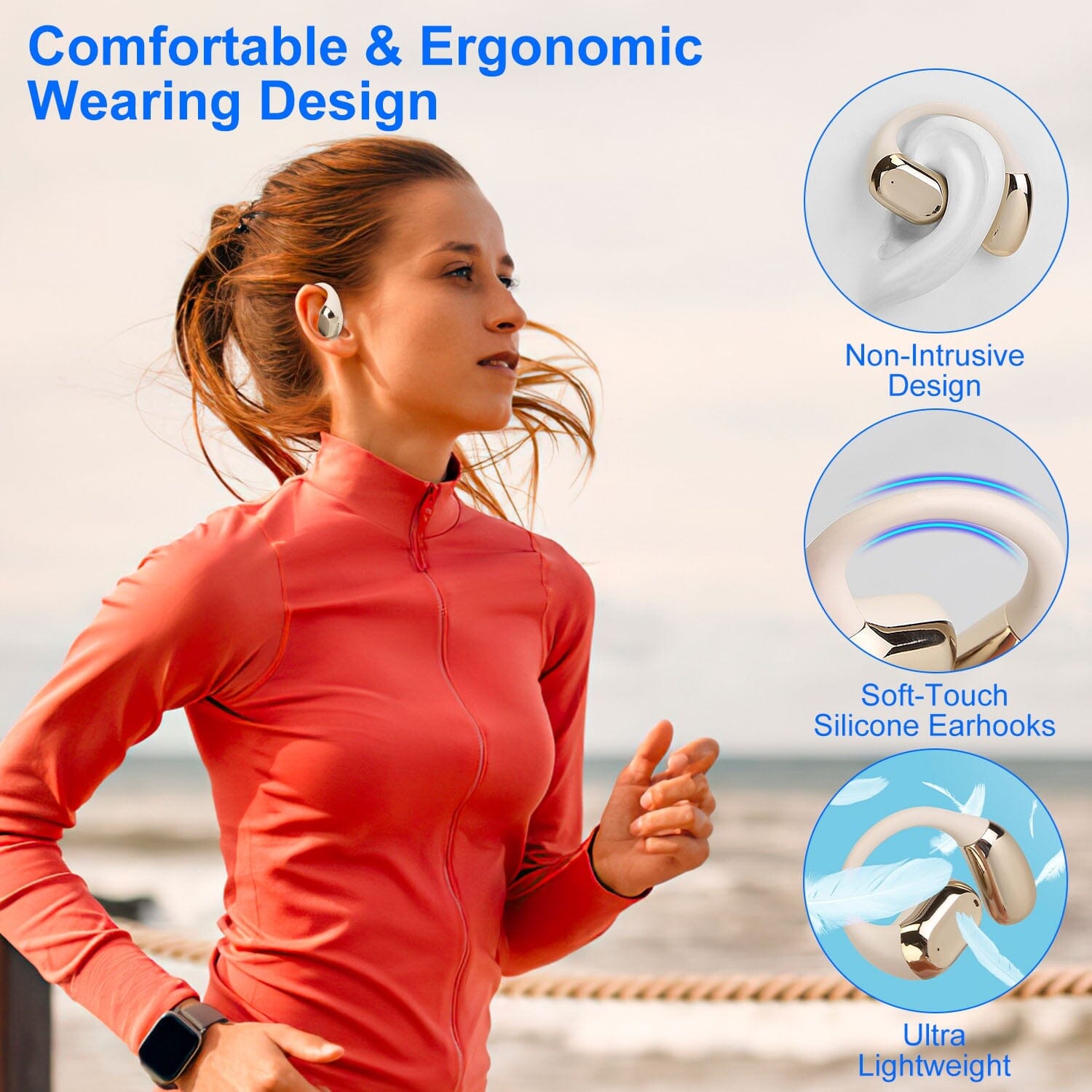 Wireless V5.4 Open Ear Earbuds with Earhook LED Display Charging Case Store With Big Discount